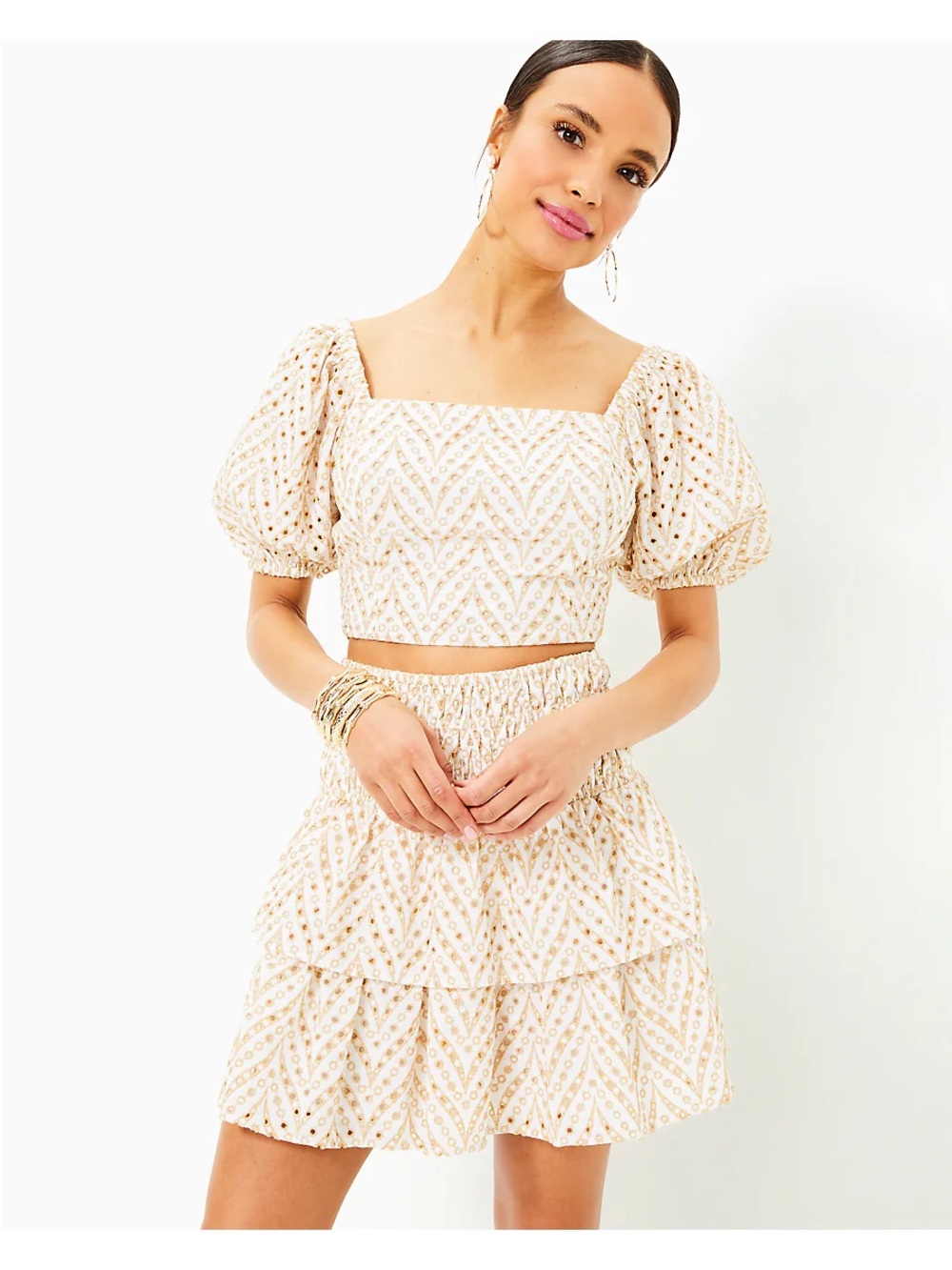 NWT LILLY PULITZER YARA EYELET SET, SAND BAR MERMAID TAIL METALLIC EYELET SZ 00